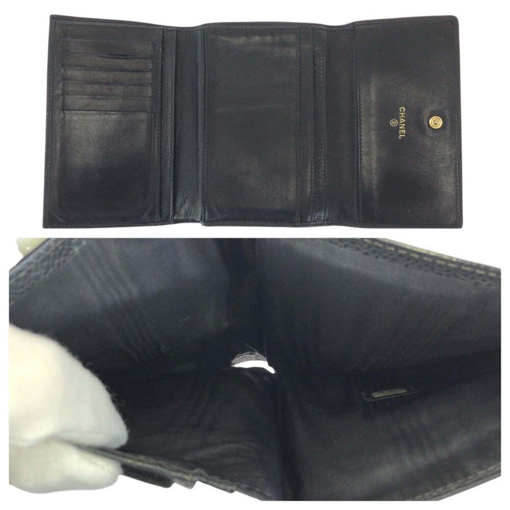 CHANEL Vintage Black Caviar Leather Logo Wallet - Picture 8 of 10